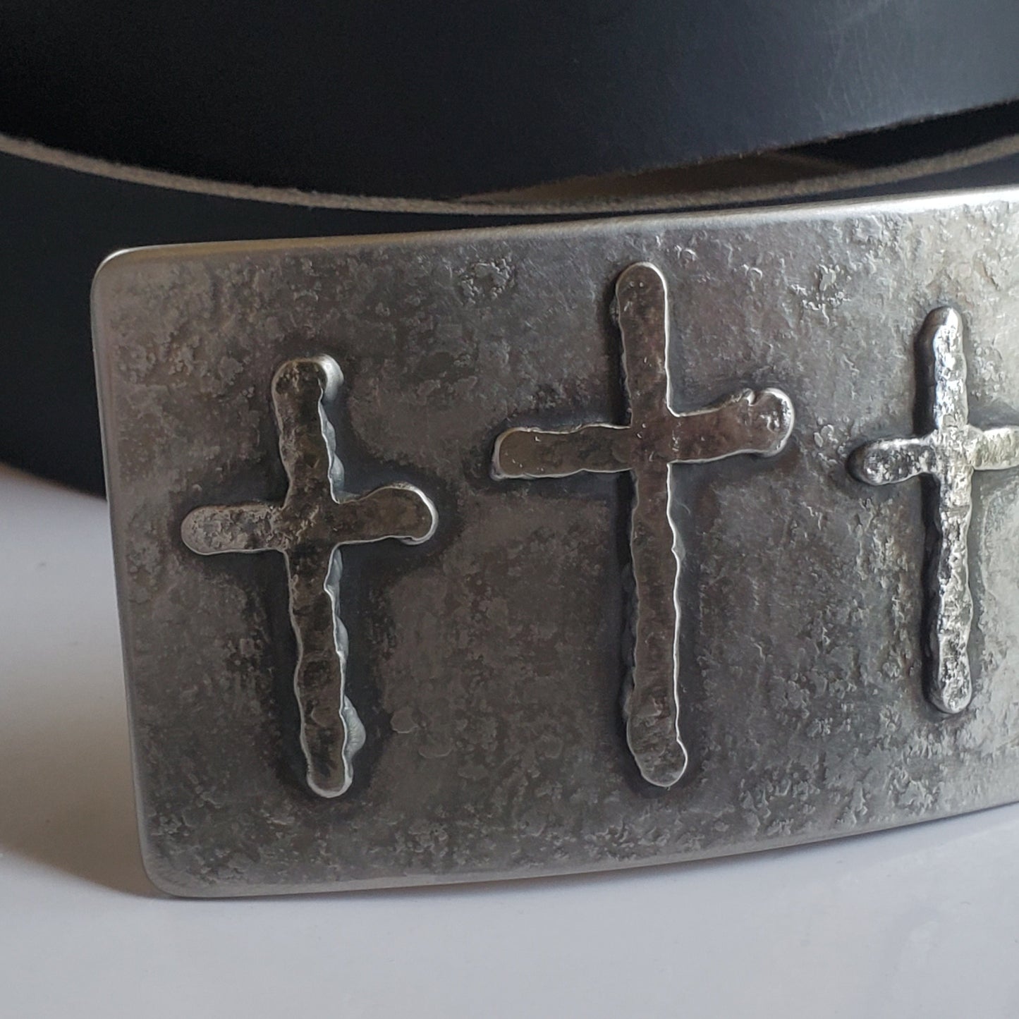 Cross Belt Buckle Fits 2" Belt Christian Gift Buckle Old Rugged Cross Hand Forged Rustic Bronze or Silver Stainless Steel Buckle For 2" Belt