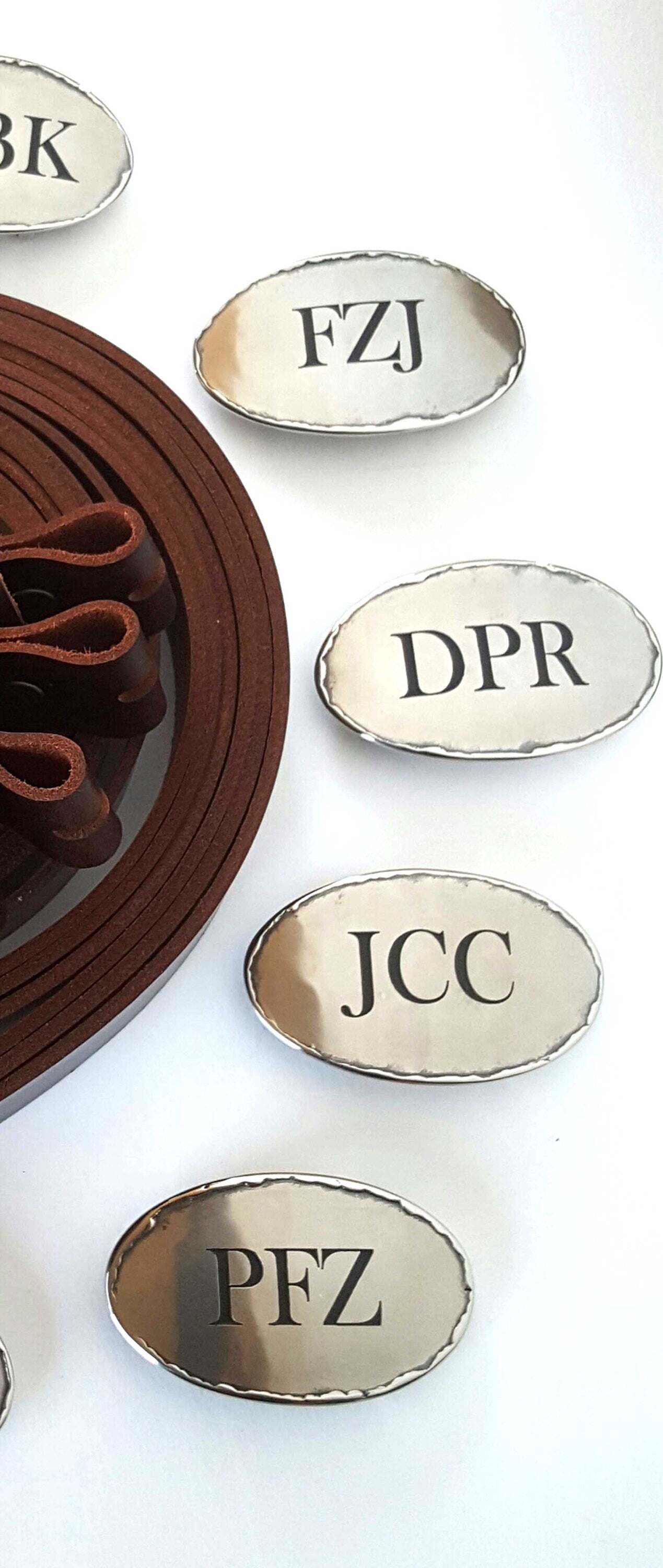 Country & Western Personalized Oval Belt Buckle Groomsmen's Buckle Unisex Buckle fits 1.5" Leather Belt for Jeans or Workwear