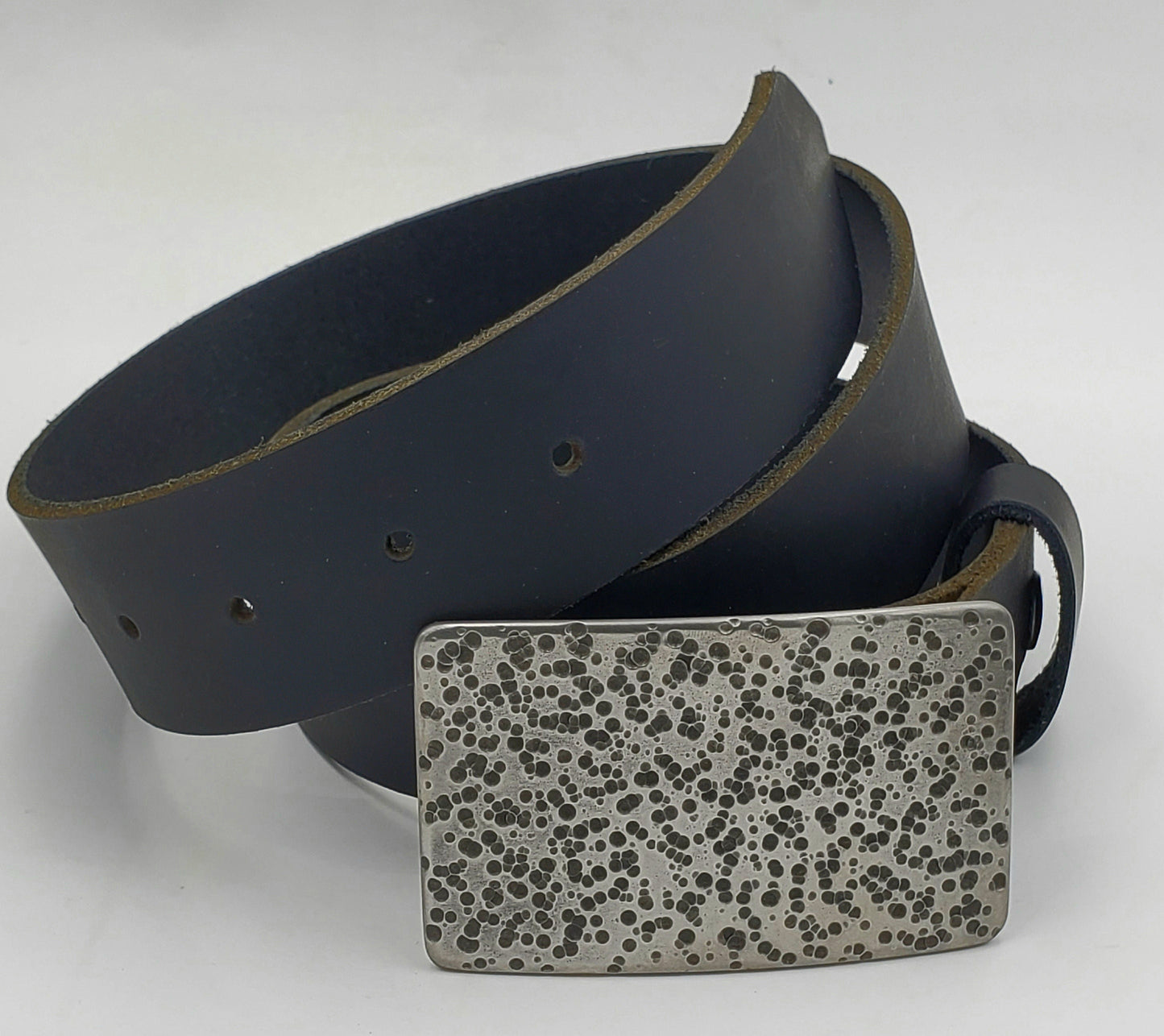 Belt & Buckle Set For Jeans Hand Forged Buckle Leather Belt Unisex Gifts Handcrafted Stainless Steel Buckle and 1-1/2" Leather Belt Set