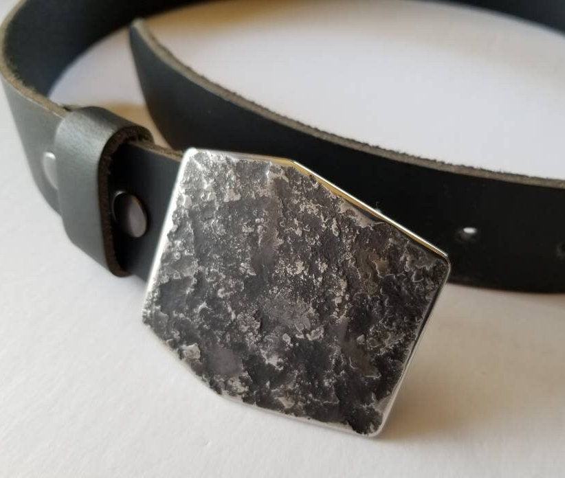 Belt Buckle Unisex Silver & Black Buckle or Rosy Gold Jean Buckle Hypoallergenic Stainless Steel Buckle for 1-1/2" Leather Belt for Jeans