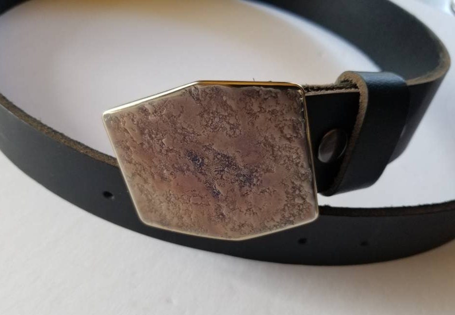 Belt Buckle Unisex Silver & Black Buckle or Rosy Gold Jean Buckle Hypoallergenic Stainless Steel Buckle for 1-1/2" Leather Belt for Jeans