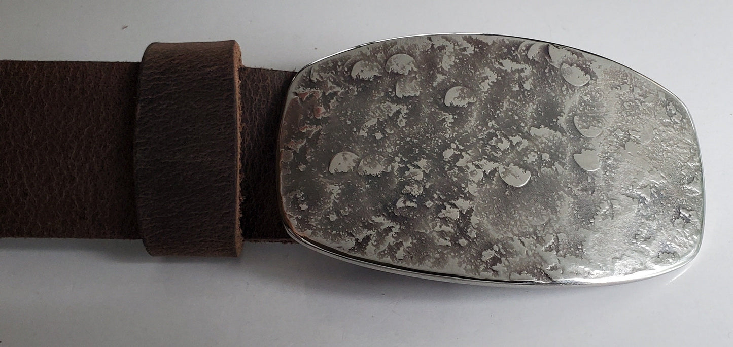 Fisherman's Belt Buckle Jean Buckle Hand Forged "fish scale" Hypoallergenic Unisex Stainless Steel Buckle Fits 1-1/2" Leather Belt