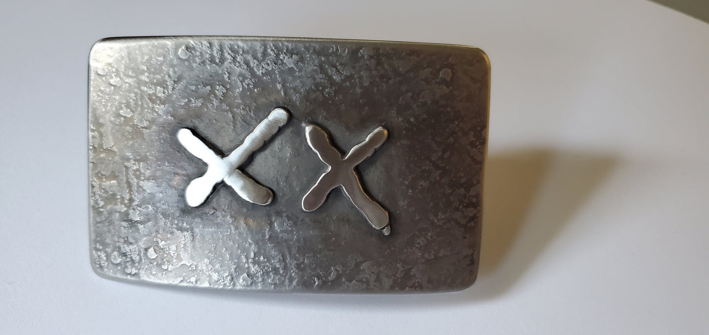 Belt Buckle Silver or Bronze Customized Belt Buckle Personalized Gift Lover's Gift X and O Gift Unisex Buckle for 1.5" Leather Belt