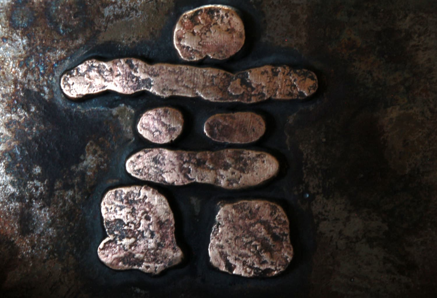 Inuit Art Inuksuk Belt Buckle Hand Forged Rustic Bronze Inukshuk Stainless Steel Signed Original Fits 1-1/2" Wide Belt for Jean