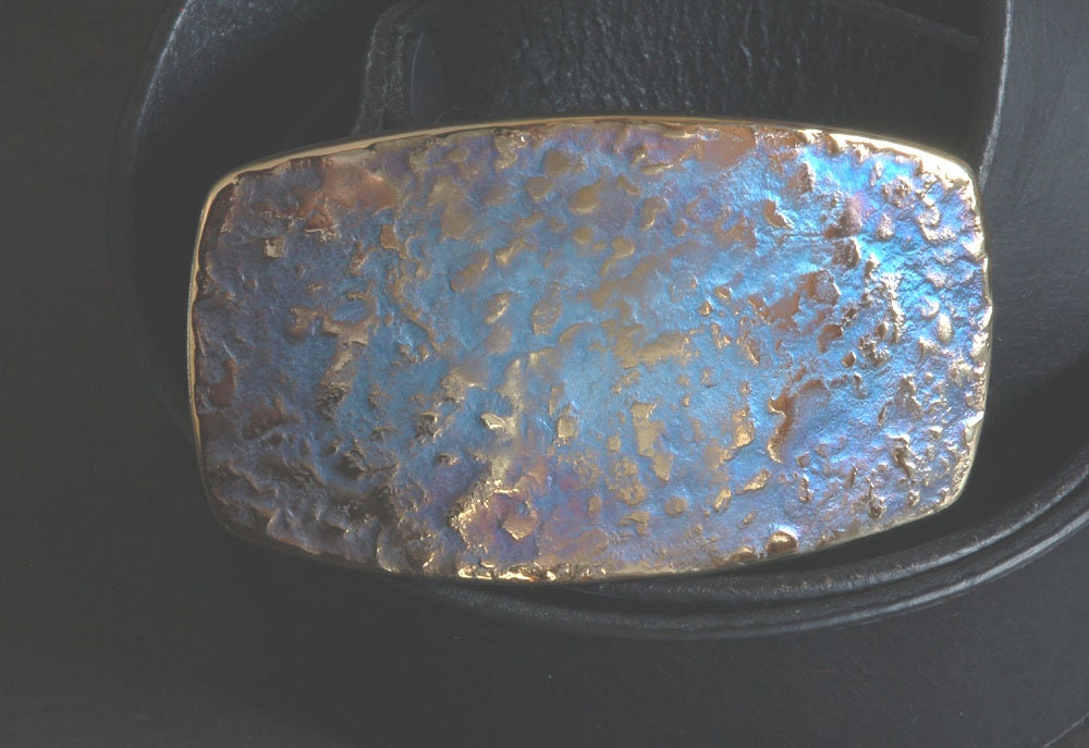 Blue Jean Buckle Belt Buckle Hand Forged Blue Gold or Blue Silver Signed Original Stainless Steel Buckle for Jeans Unisex Gifts w/ Gift Bag