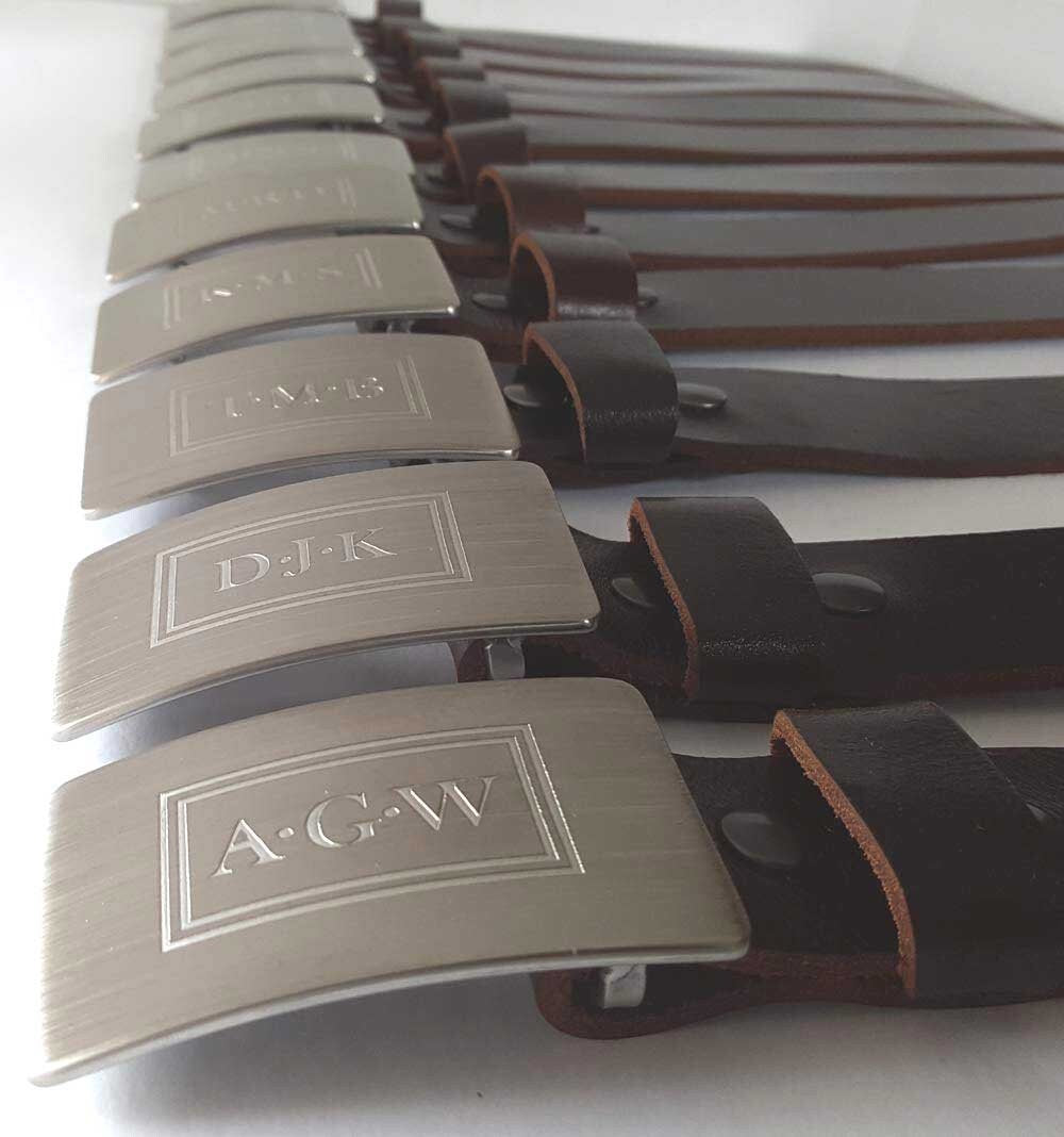 Monogrammed Belt & Buckle Set for Suit Customized Gifts Bespoke Gifts for Men Monogram Personalized Accessories Gentlemen's Gifts w Gift Bag