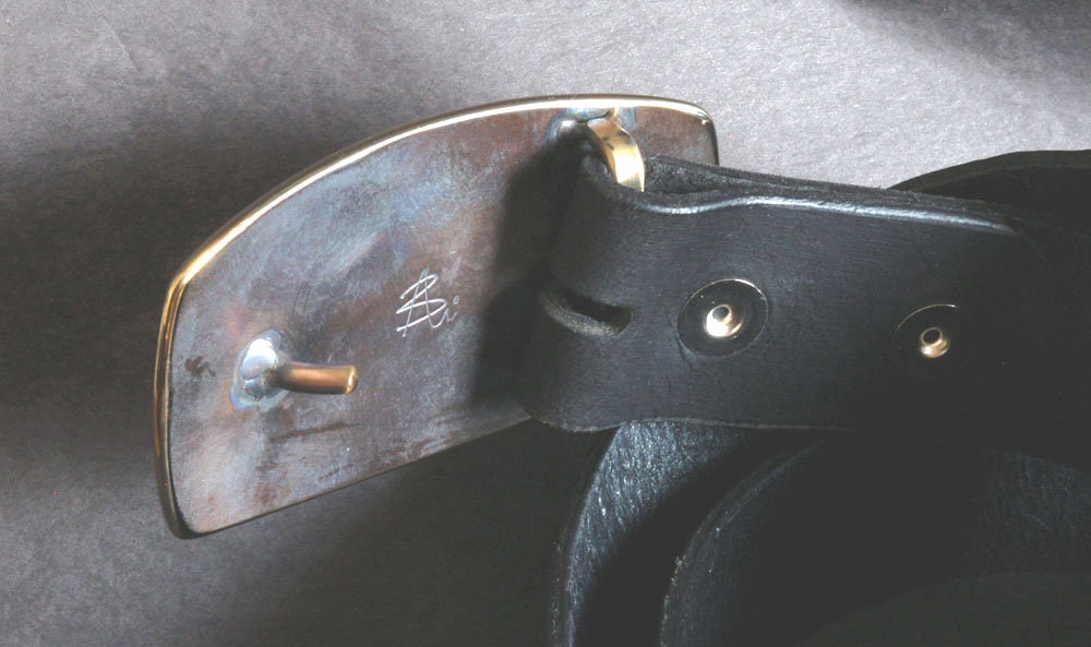 Blue Jean Buckle Belt Buckle Hand Forged Blue Gold or Blue Silver Signed Original Stainless Steel Buckle for Jeans Unisex Gifts w/ Gift Bag