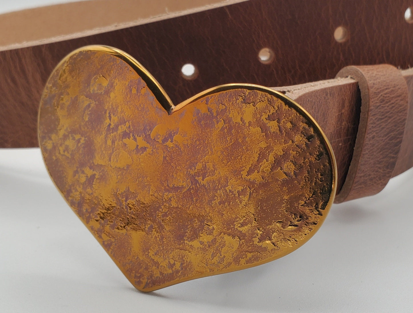 Heart Belt Buckle Mother's Day Lover's Bronze Anniversary Hand Forged Hypoallergenic Accessories Stainless Steel Buckle Fits 1.1/2" Belt