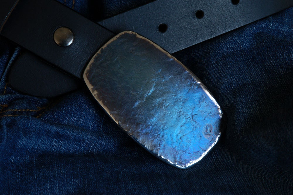Blue Rodeo Buckle Jean Buckle Unisex Cowboy Belt Buckle Hand Forged Stainless Steel Hypoallergenic Unisex Belt Buckle Fits 1.5" Belt