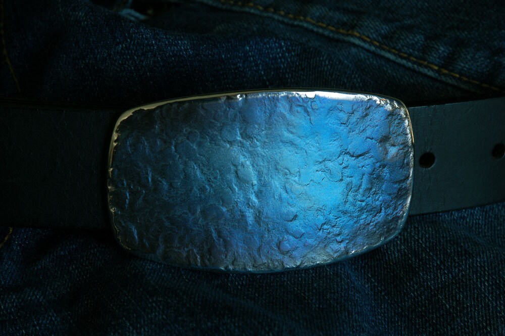 Blue Rodeo Buckle Jean Buckle Unisex Cowboy Belt Buckle Hand Forged Stainless Steel Hypoallergenic Unisex Belt Buckle Fits 1.5" Belt