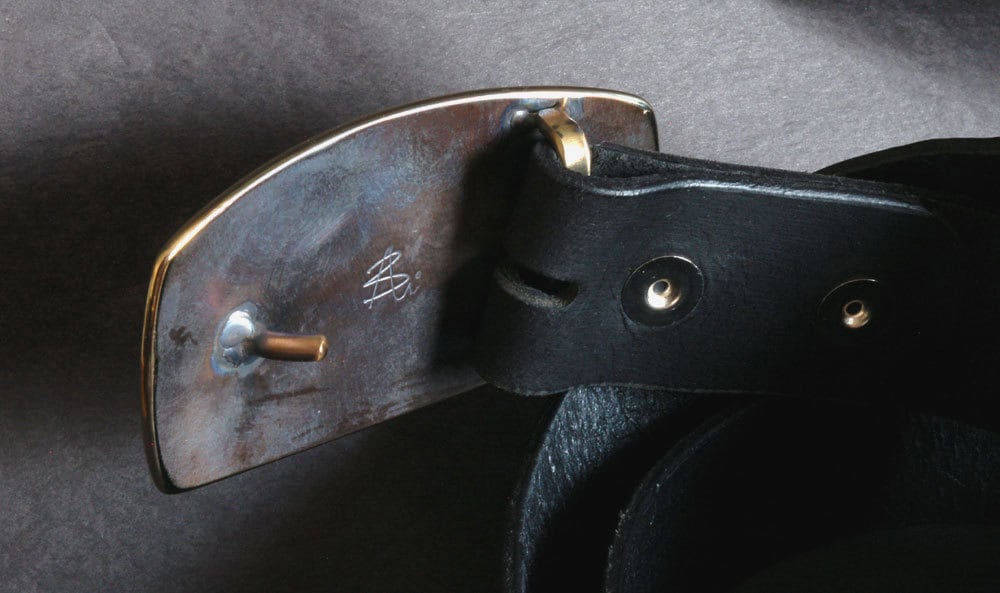 Blue Jean Buckle Belt Buckle Hand Forged Blue Gold or Blue Silver Signed Original Stainless Steel Cowboy Gifts for Guys Rodeo Buckle