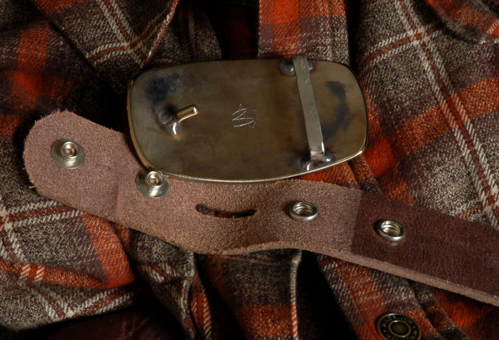 Men's Gold Belt Buckle & Leather Belt Hand Forged Work Wear Solid Stainless Steel Western Wear Accessories For 1-1/2" Leather Belt