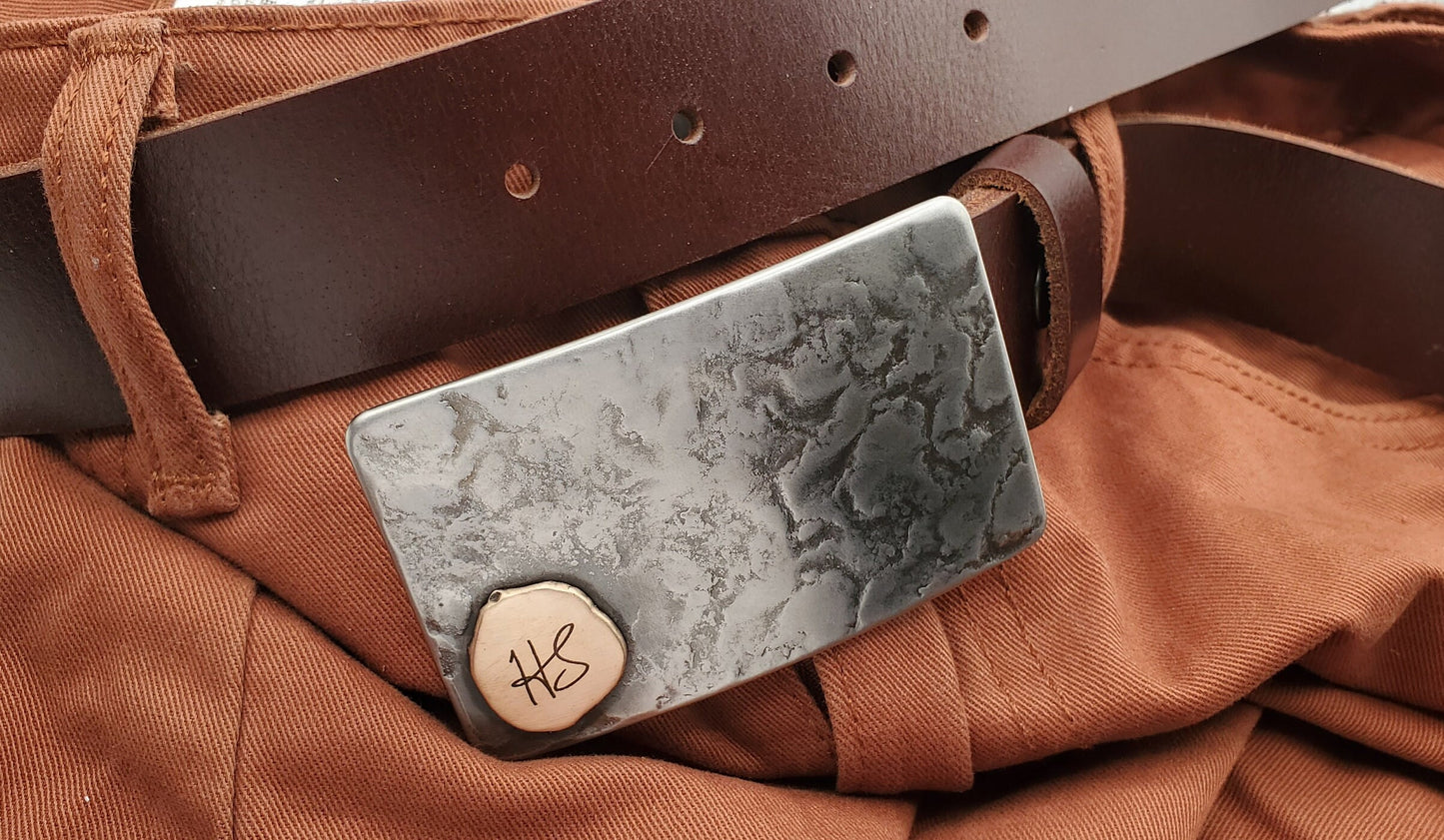 Your Monogram Buckle & Belt "Your Initial" Keepsake Father's Day Gift Hypoallergenic Unisex Buckle and 1-1/2" Leather Belt