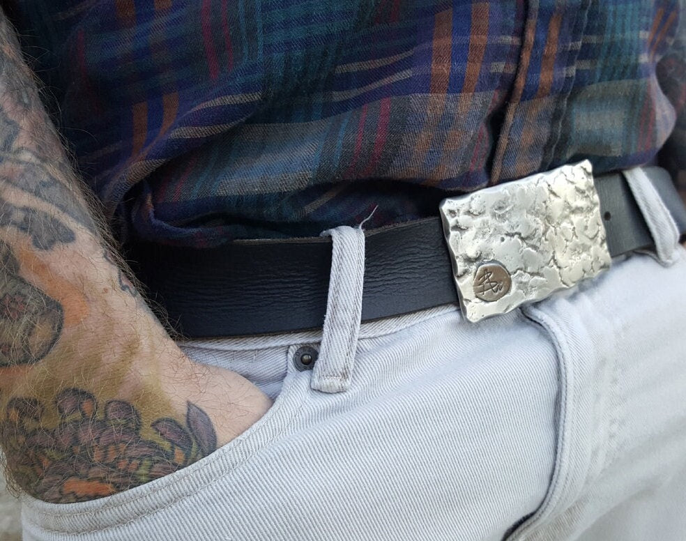 Graduation Gift "Your Initials" Father's Day Gift Your Monogram Buckle & Belt Hypoallergenic Unisex Buckle 1-1/2" Leather Belt w/Gift Bag