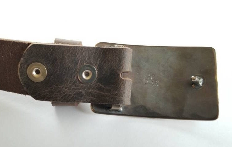 Belt Buckle for Blue Jeans, Silver Buckle, Hand Forged Stainless Steel Buckle Fits 1-1/2" Leather Belt with Snaps, Your Belt Color Choice