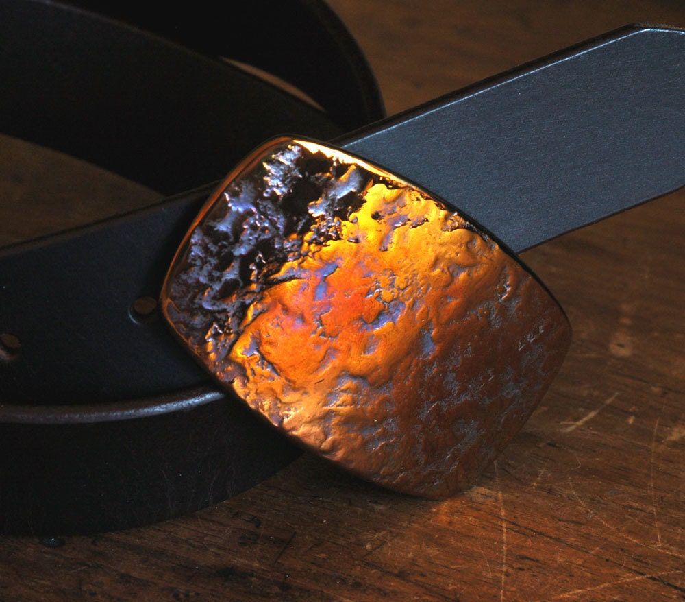 Belt Buckle Harley Orange Unisex Belt Buckle Hypoallergenic Buckle, Canadian, Hand Forged, Original Buckle, Made in Canada Fits 1.5" Belt