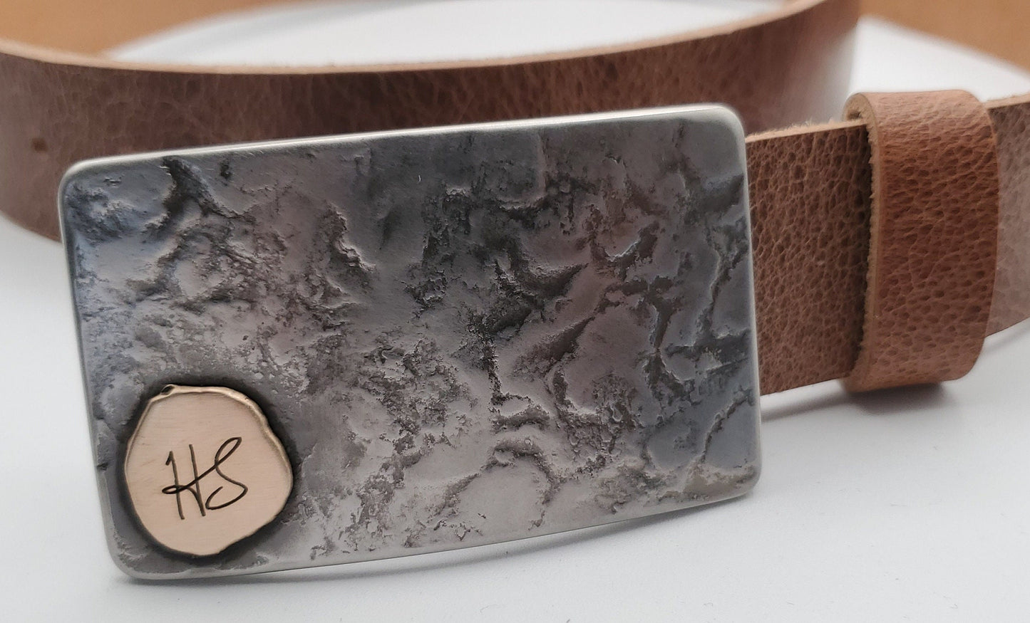 Your Monogram Buckle & Belt "Your Initial" Keepsake Father's Day Gift Hypoallergenic Unisex Buckle and 1-1/2" Leather Belt