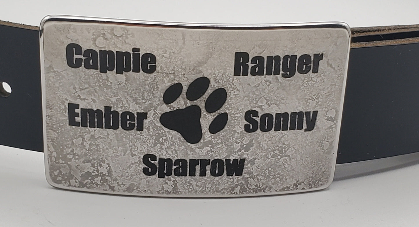Personalized Dog Paw Print Belt Buckle Customized Gift Pet Lover's Gift Paw Pet Condolence Gift Animal Pet Keepsake Pet Gift New Dog Owner