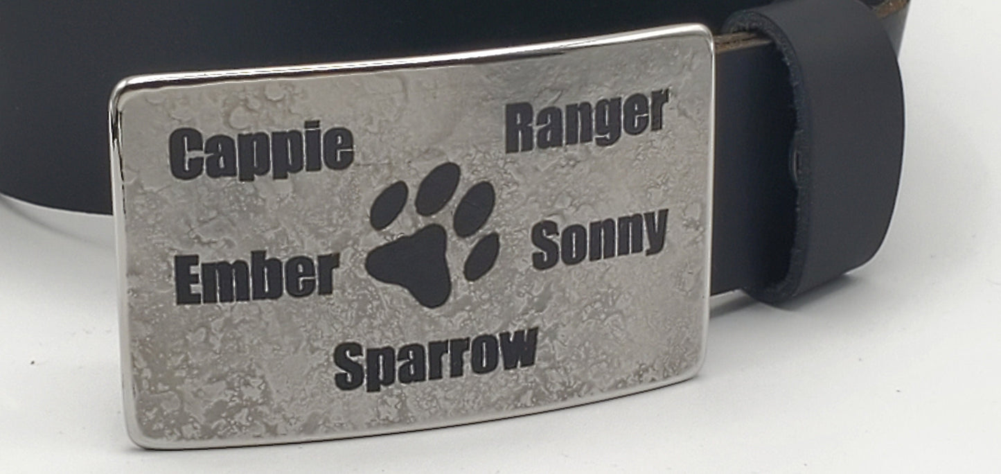 Personalized Dog Paw Print Belt Buckle Customized Gift Pet Lover's Gift Paw Pet Condolence Gift Animal Pet Keepsake Pet Gift New Dog Owner