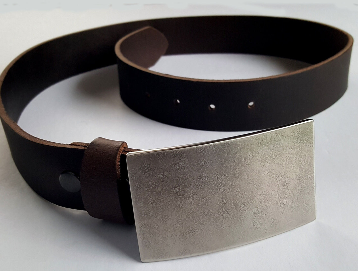 Belt & Buckle Handcrafted Stainless Steel and Leather Groomsmen's Accessories Gifts for Dad or Mom Belt Buckle and Leather 1-1/2" Belt