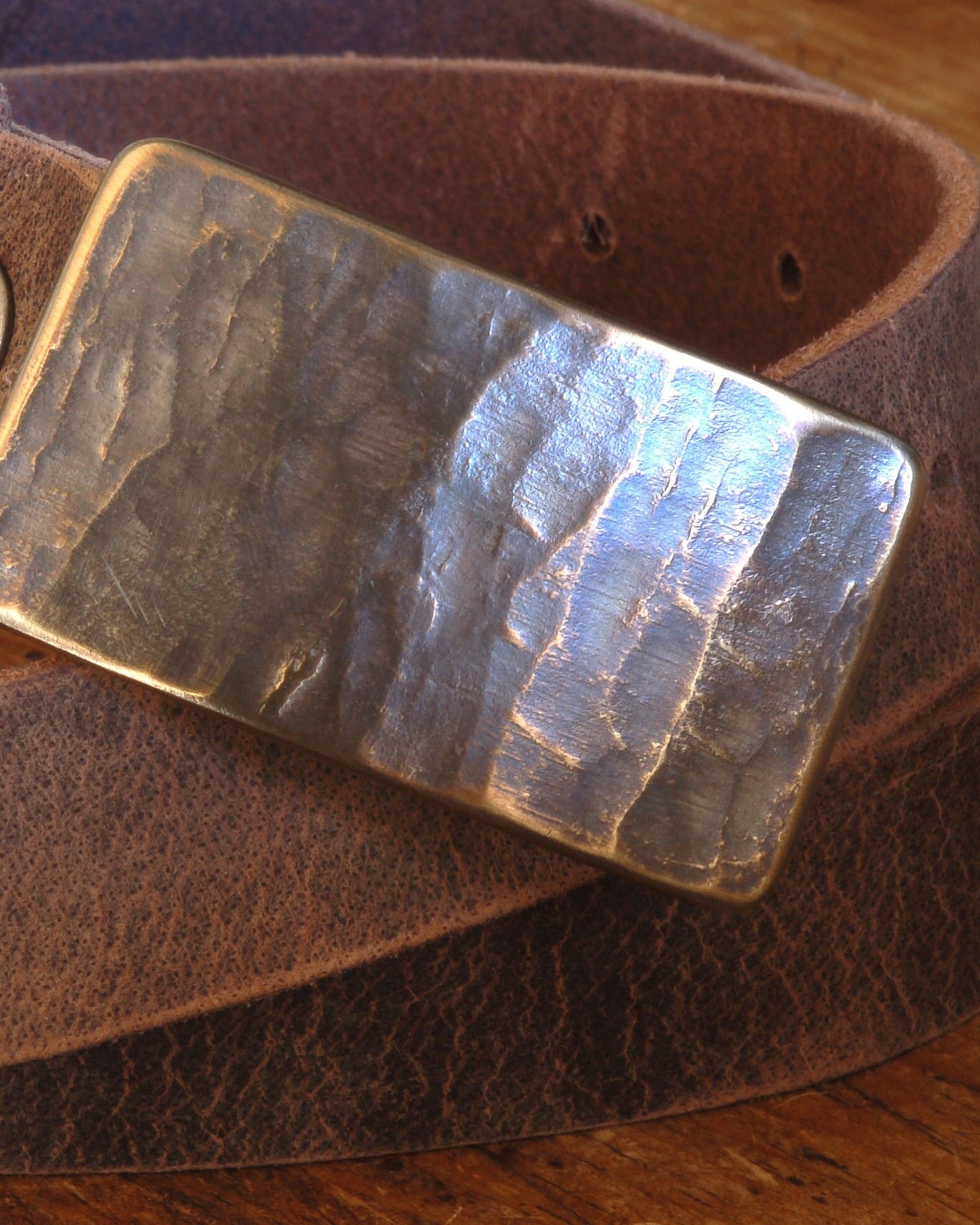 1-3/4" Bronze Belt Buckle Only, Silver Woodgrain Buckle, Signed Original, Bronze Anniversary, Hypo Allergenic Buckle, Blue Jean, Unisex Gift