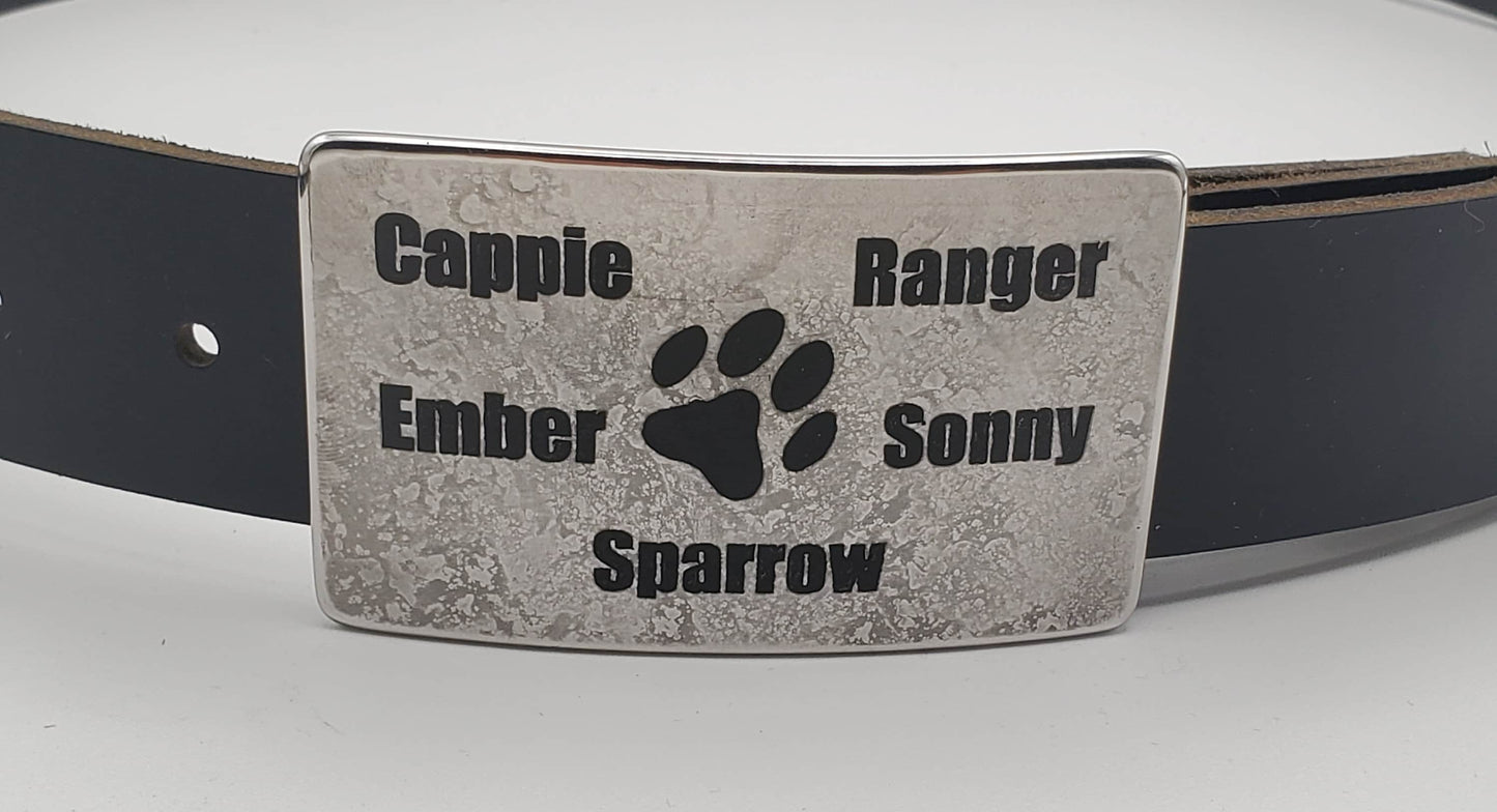 Personalized Dog Paw Print Belt Buckle Customized Gift Pet Lover's Gift Paw Pet Condolence Gift Animal Pet Keepsake Pet Gift New Dog Owner