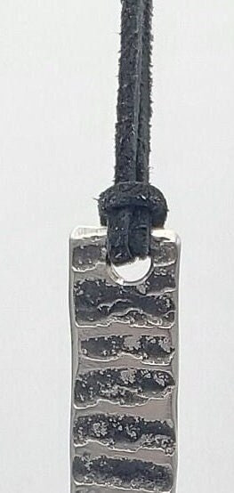 Pendant Raw Handforged Stainless Steel & Leather Cord Masculine or Feminine Jewelry Made in Canada