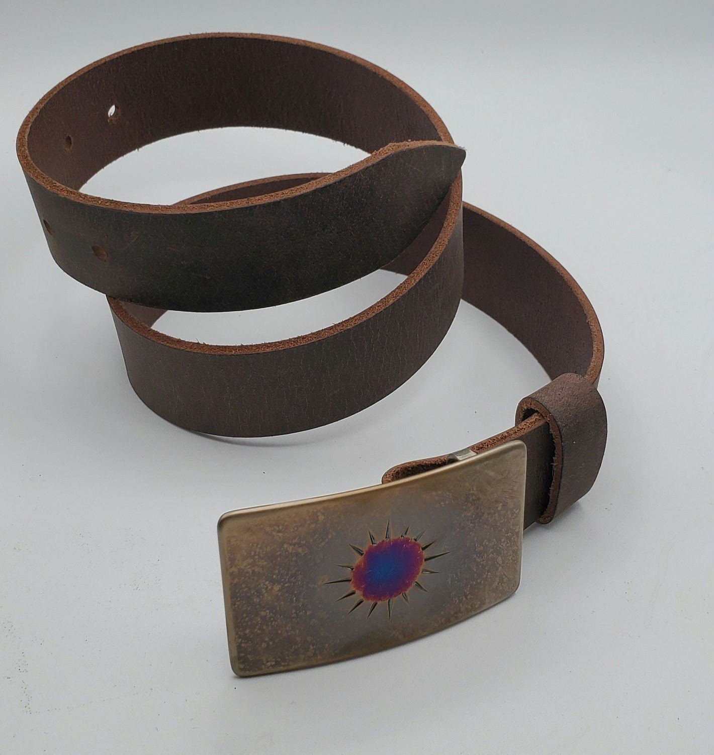 SUN Buckle Purple or Gold Sunburst Hand Forged Buckle Handmade Gift Hypoallergenic Accessory Stainless Steel Buckle Fits 1.5" Jean Belt