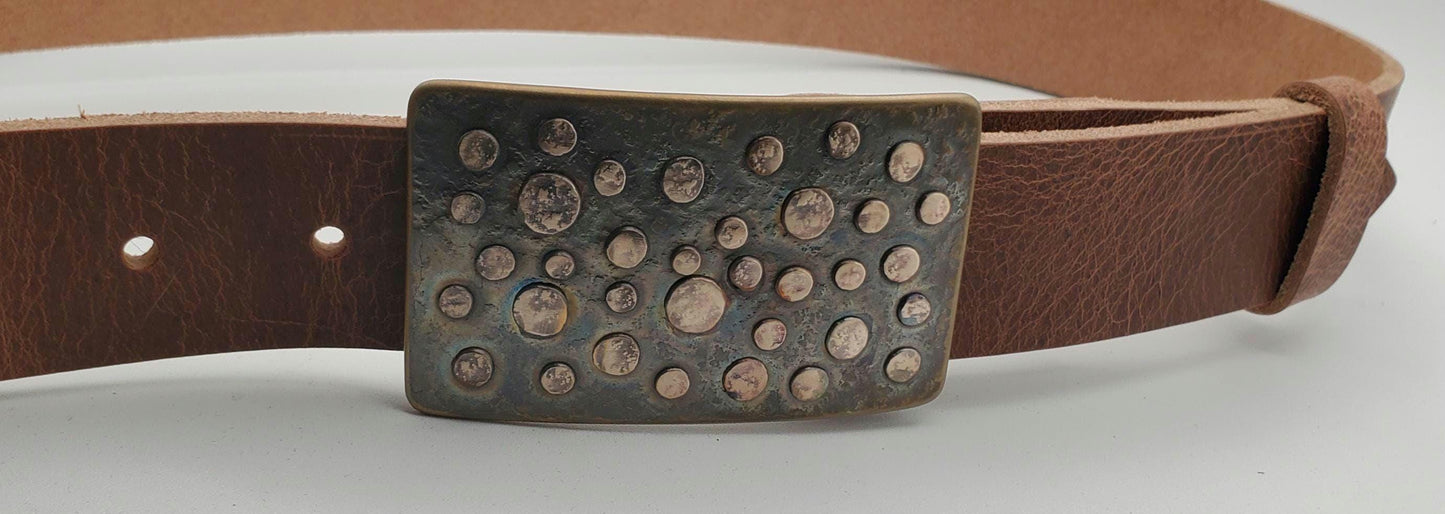 Bronze Belt & Buckle Bronze Anniversary Gift Belt Buckle Leather Snap Belt Unisex Jean Accessories Bronze Accessory Belt and Buckle