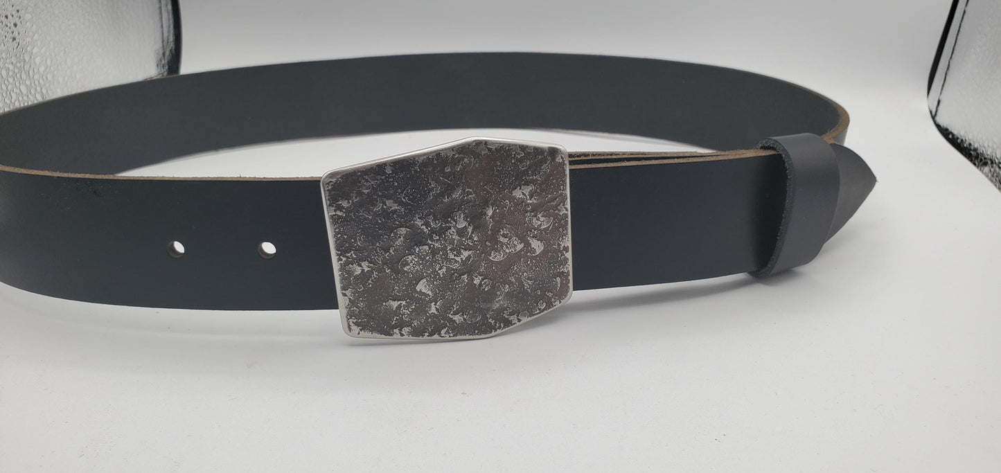 Hexagon Buckle & Belt, Unisex Buckle and Leather Belt, Hypoallergenic Buckle, Stainless Steel, Canadian Buckle and Leather Belt for Jeans