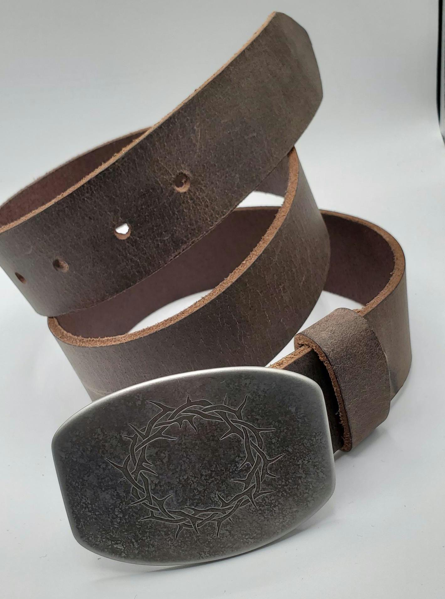 Customized Gift Personalized Belt & Buckle Set for Jeans Casual Pant "Crown of Thorns" Personalized Accessories Unisex Gifts w/ Gift Bag