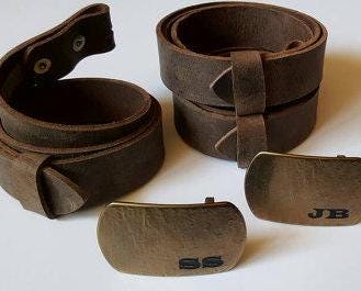 Belt & Buckle Set Personalized Monogrammed for Weddings Jeans Casual Pant Customized Gift Rustic Weddings Personalized Accessories