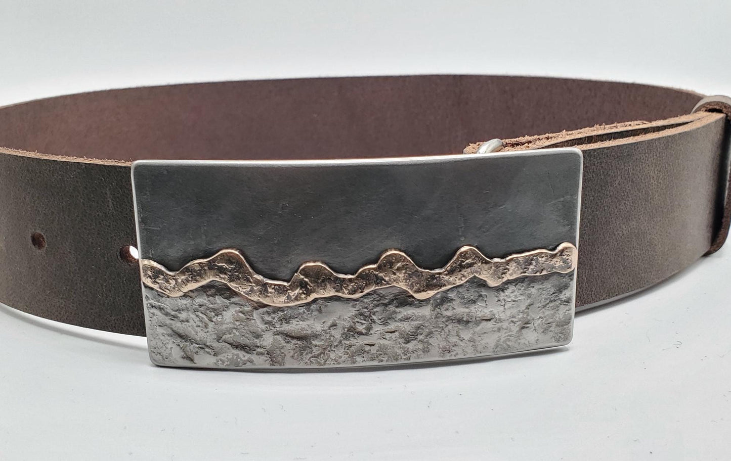 Belt and Buckle Set Landscape Buckle Handforged Seascape Canadian Metal Artist, Robert Aucoin With 1.5" Belt for Jeans