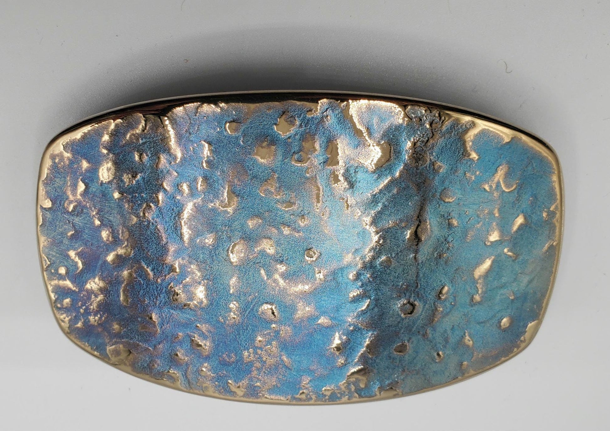 Belt Buckle Hand Forged Blue Gold or Blue Silver Signed Original Rodeo Cowboy Buckle Stainless Steel Buckle for Jean Western Gifts for Guys