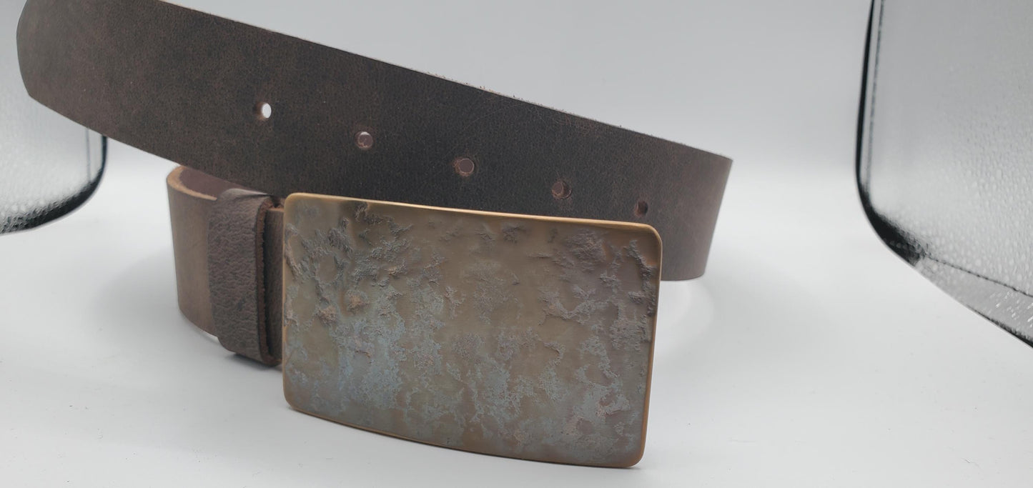 Bronze Anniversary Gift Belt Buckle Made in Canada Hand Forged Stainless Steel Buckle One of a Kind Unisex Buckle For 1-1/2" Jean Belt w Bag