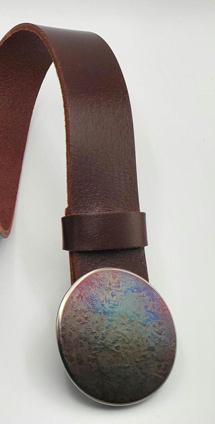 Round Buckle & Belt Hypoallergenic Buckle and Belt Gift, Valentine's Gift for Her Stainless Steel Buckle Dress Buckle, Blue Jean Set