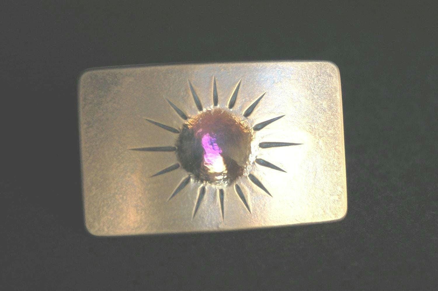 You Are My SUNSHINE, Buckle, Purple, Gold Hand Forged Buckle, Handmade Gift, Hypoallergenic Accessory, Stainless Steel Buckle Fits 1.5" Belt