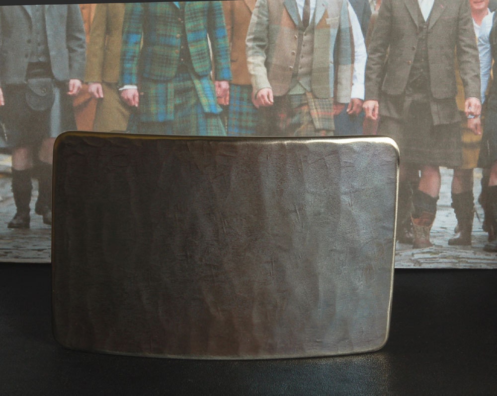 Scottish Kilt Belt Buckle Hand-Forged Buckle Fits 2-1/4" Wide Belt Silver Woodgrain Buckle Scottish Kilt Accessory Stainless Steel Buckle