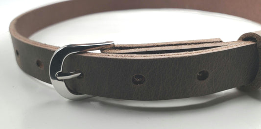 Skinny Belt & Buckle (Silver or Gold) 3/4" Wide Narrow Belt and Buckle for Ladies, Kids Belt and Buckle Choose from five leather colours