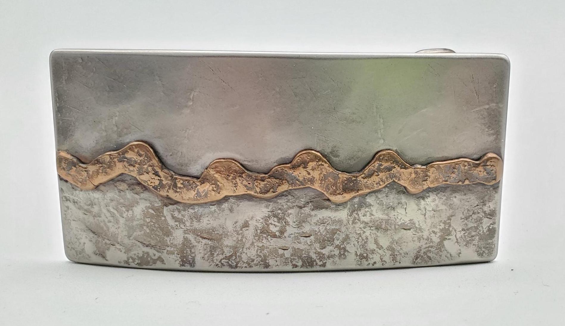 American Landscape Hand Forged Seascape Stainless Steel w/ Bronze Overlay Accessories Buckle fits 1-1/2" Belt for Blue Jeans or Chinos