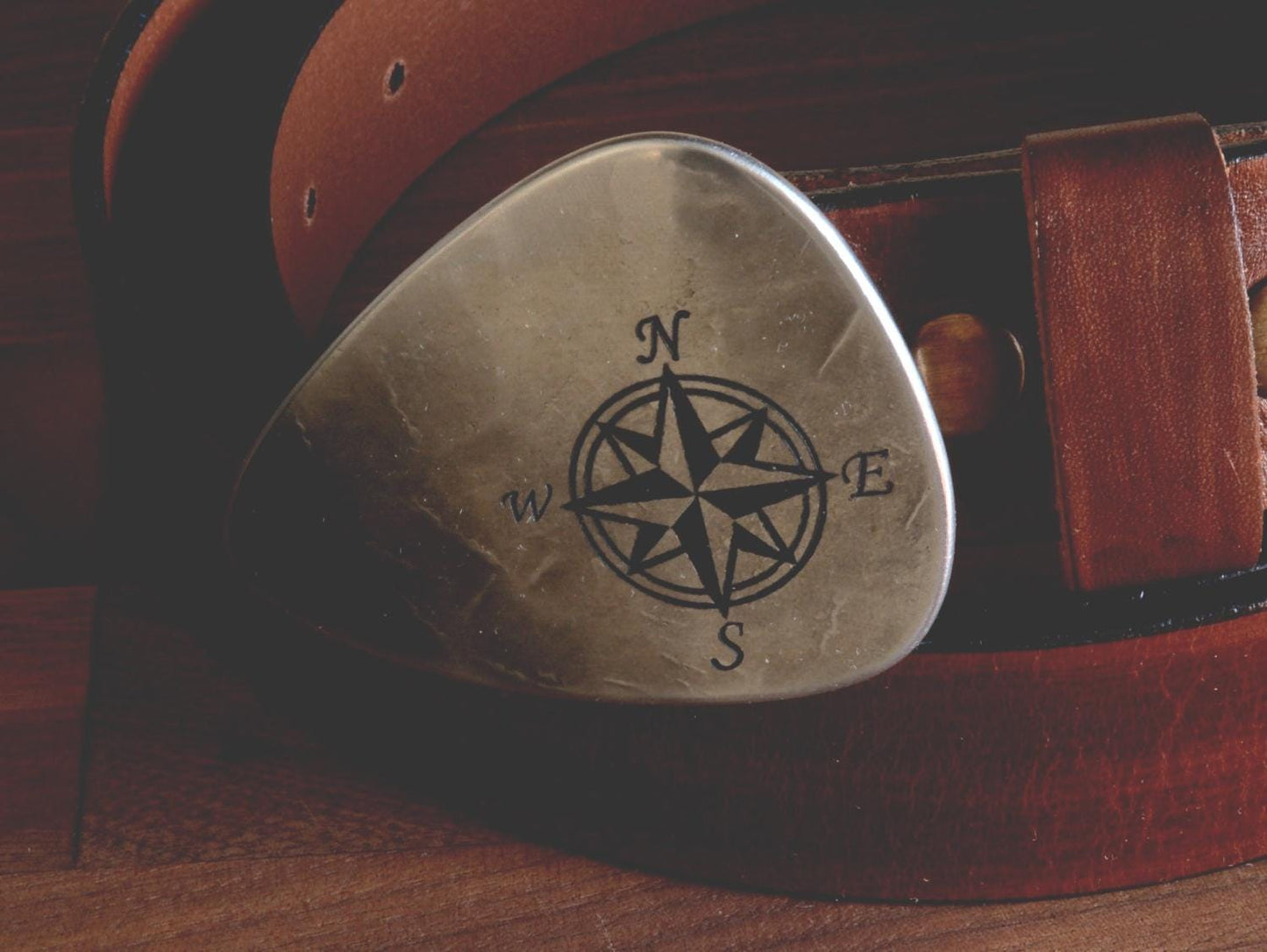 Belt Buckle Nautical Compass Belt Buckle Canadian True North Guitar Pick Buckle Hypoallergenic Accessories Fits 1.5" Leather Belt for Jeans