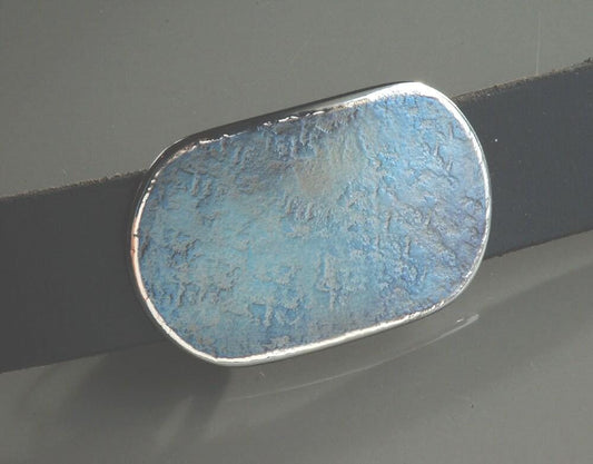 Belt Buckle Worker's Blue Jean Buckle Hypoallergenic Accessories Denim & Silver Buckle fits 1-1/2" Leather Belt with Snaps for Jeans