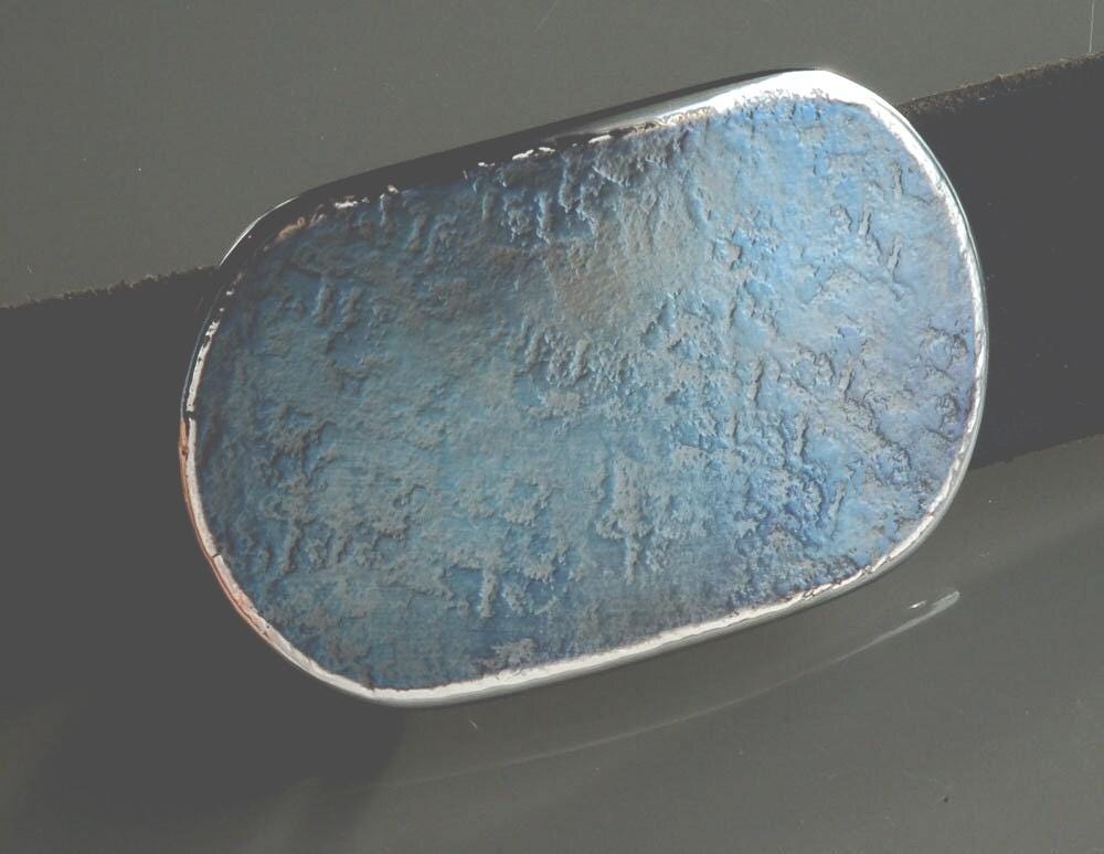 Belt Buckle Worker's Blue Jean Buckle Hypoallergenic Accessories Denim & Silver Buckle fits 1-1/2" Leather Belt with Snaps for Jeans