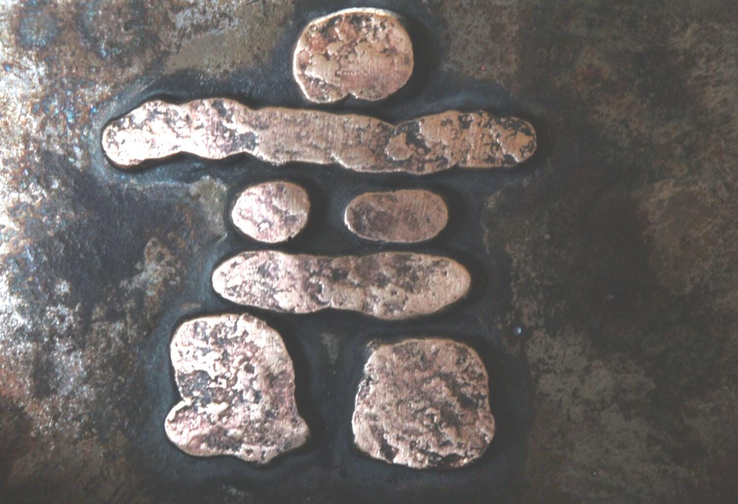 Belt & Buckle Set Inuit Art Rustic Bronze Inukshuk Hand Made in Canada Hand Forged Belt Buckle with Leather 1.5" Belt for Blue Jeans