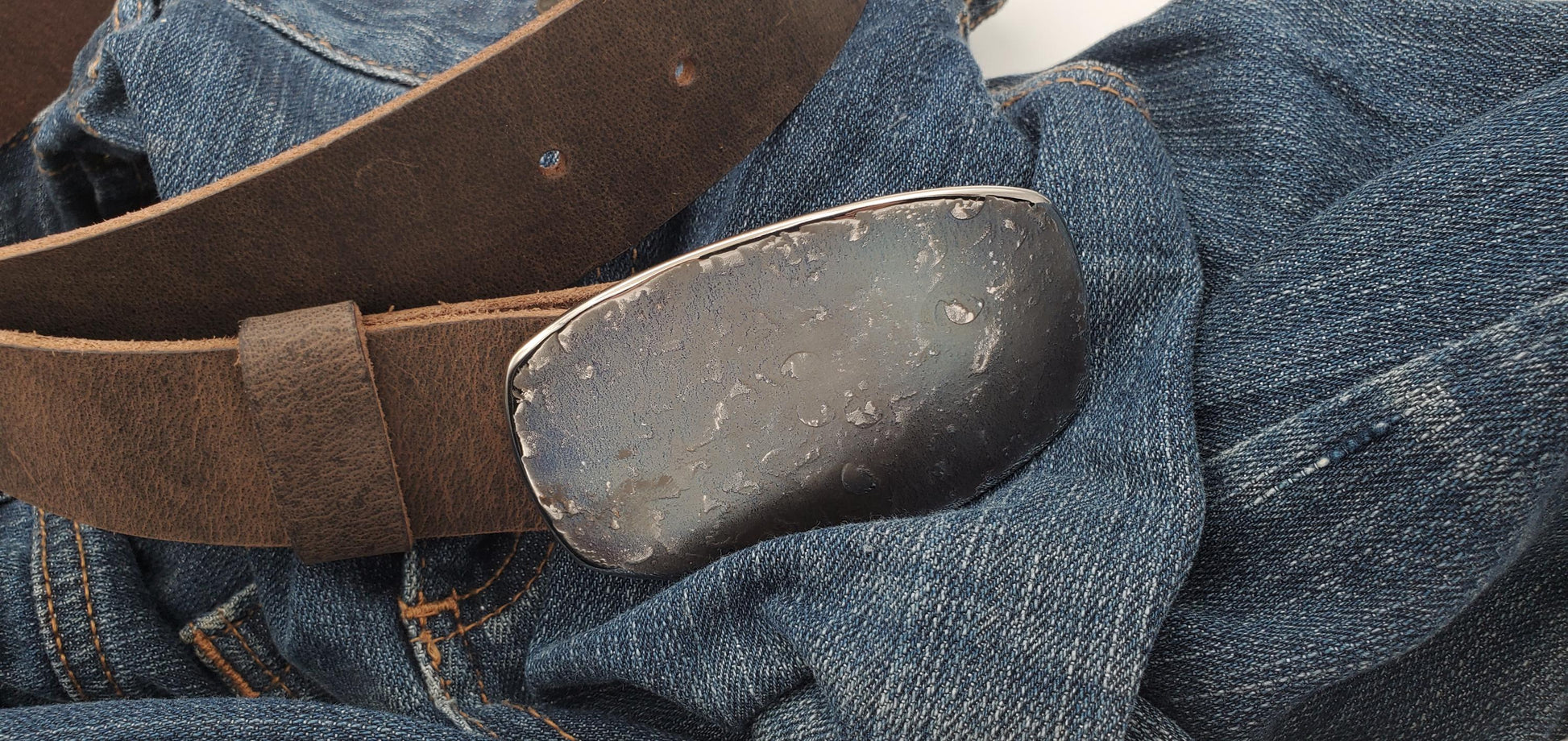 Great Outdoors Belt Buckle Waterproof Original Blue Jean Buckle Hand Forged Stainless Steel Hypoallergenic Buckle Fits Leather Belt