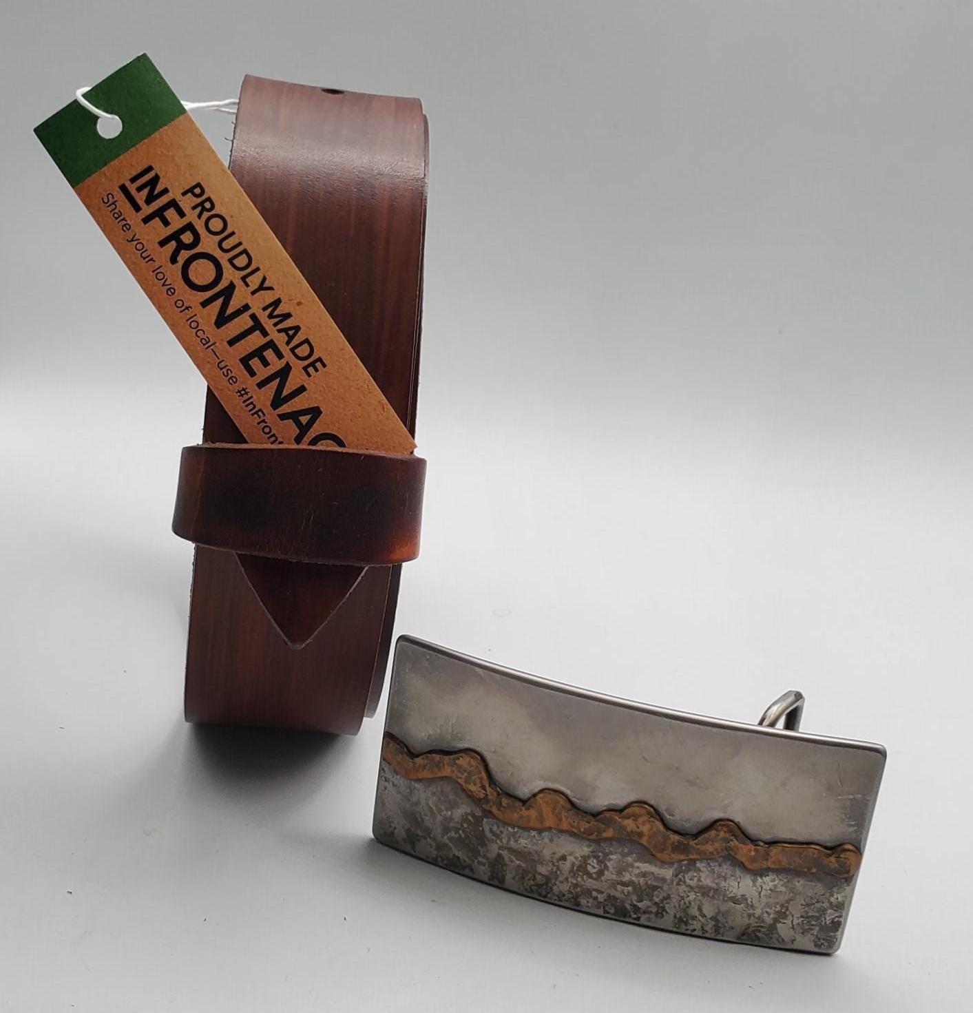 American Landscape Hand Forged Seascape Stainless Steel w/ Bronze Overlay Accessories Buckle fits 1-1/2" Belt for Blue Jeans or Chinos