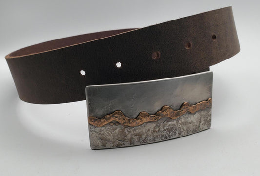 American Landscape Hand Forged Seascape Stainless Steel w/ Bronze Overlay Accessories Buckle fits 1-1/2" Belt for Blue Jeans or Chinos