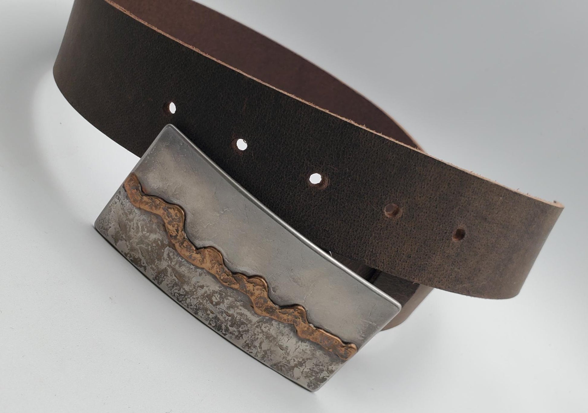 American Landscape Hand Forged Seascape Stainless Steel w/ Bronze Overlay Accessories Buckle fits 1-1/2" Belt for Blue Jeans or Chinos