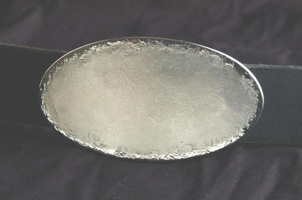 Silver Western Oval Belt Buckle Hand Forged Accessories Stainless Steel Signed Original Cowboy Buckle w Polished Edge fits 1-1/2" Belt