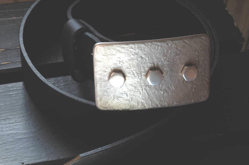 Industrial Belt Buckle Hex Head Solid Hand Forged Stainless Steel Buckle Accessory fits 1.5" Belt for Jeans & Workwear Boyfriend Gift